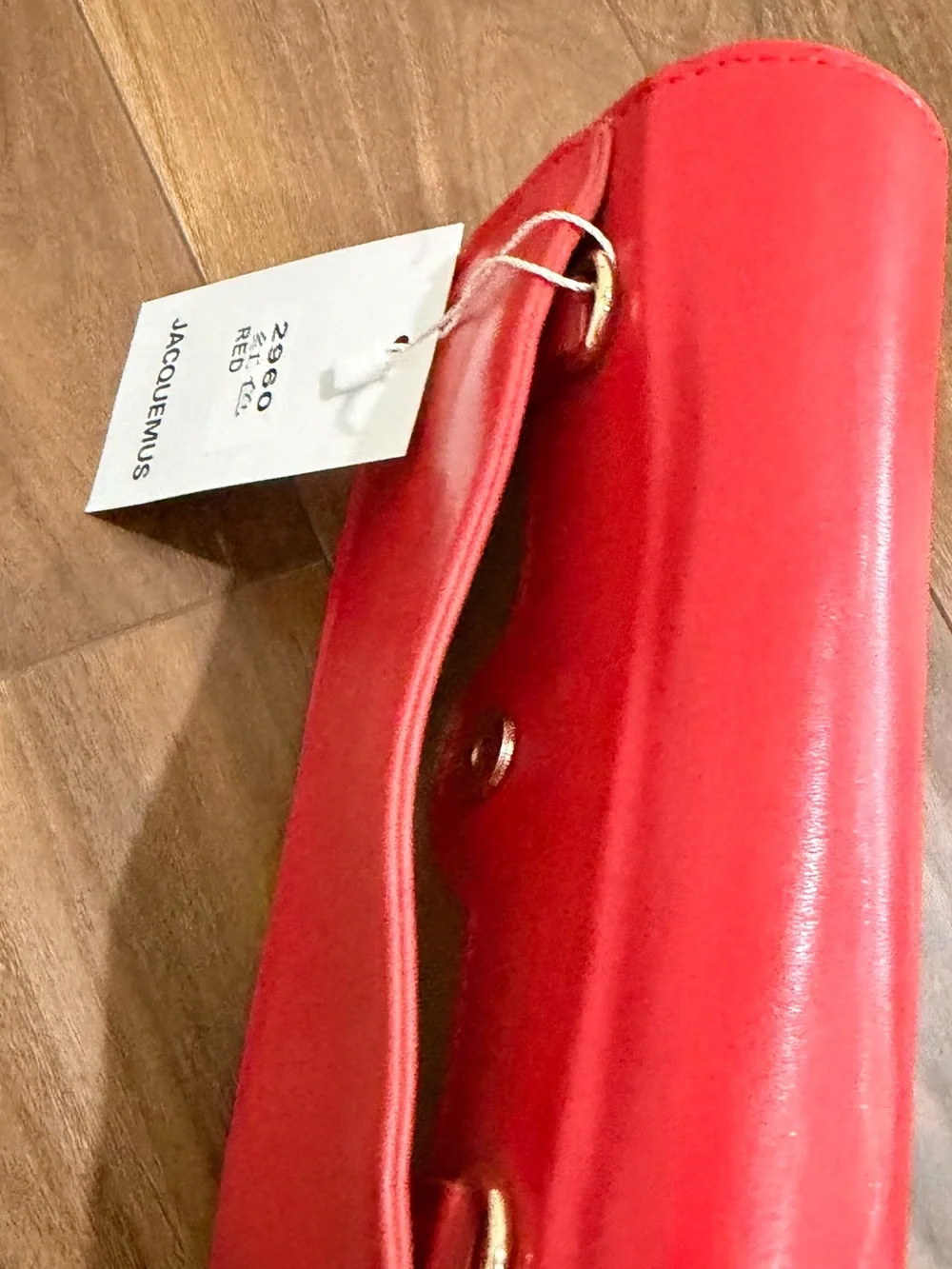Jacquemus red leather roll-top clutch with gold accents - Picture 7 of 7
